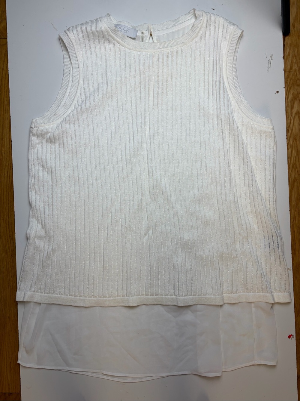 Misook Collection White Knit Layered Sleeveless Tank Top sz L